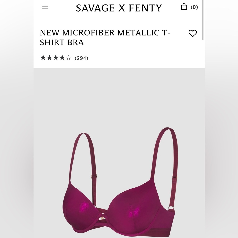NWT Savage X Fenty  MICROFIBER METALLIC T-SHIRT BRA 36 DD
